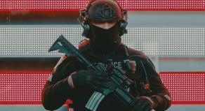 A riot police man
