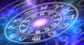 Zodiac signs inside of horoscope circle - astrology and horoscopes concept