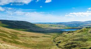 Wide angle view of Saddleworth Moors taken on the A640