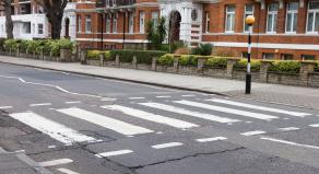 A stock photograph of Abbey Road crossing in London, UK, made famous by The Beatles.