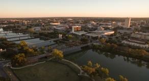 A stock photograph of the Brazos River in Waco, Texas.