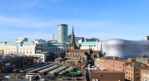 A stock photograph of the skyline view of Birmingham, UK