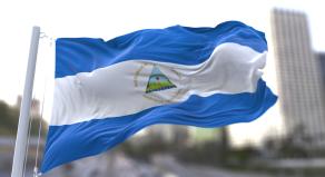 A stock 3D illustration of the flag of Nicaragua.