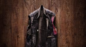 A stock photo of an old-school punk-rock leather jacket 