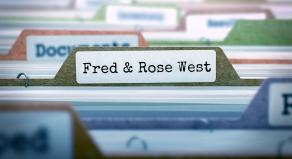 A stock image of a series of files with 'Fred and Rose West' text on display