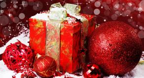 Christmas baubles and presents
