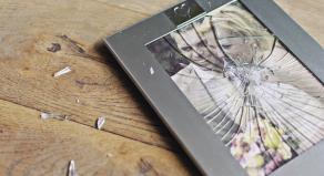 A smashed wedding photo