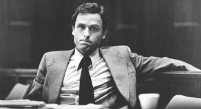 A photo of Ted Bundy in court