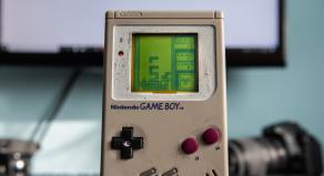 Tetris on and old Game Boy console