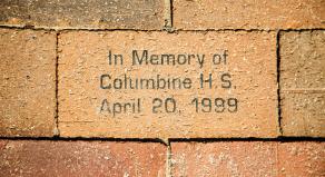 A memorial at Columbine High School