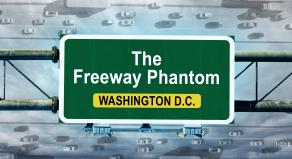 A stock graphic of a road sign reading 'The Freeway Phantom' and 'Washington D.C.'