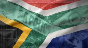 South African flag with crime photos overlayed