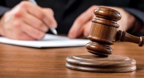 A photograph of a courtroom gavel