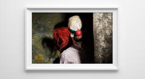  A digital stock render of a clown painting