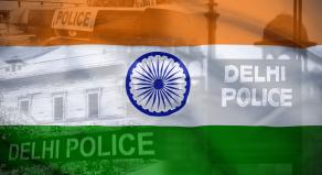 Indian flag overlayed with police signs