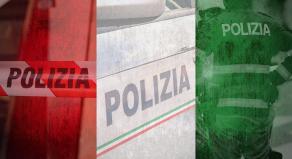'Polizia' overlayed on the colours of the Italian flag