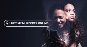 I MET MY MURDERER ONLINE - A woman laughs and smiles while looking at her phone but then looks sad as she looks away