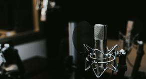 A microphone typically used for recording podcasts