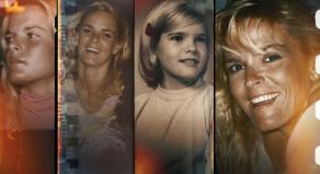 Pictures of Nicole Brown Simpson across different ages - as if appearing on a roll of film