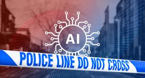 An image showing police tape and an AI icon