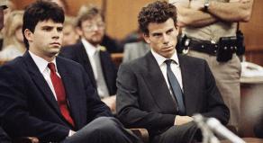 Lyle (L) and Erik Menendez (R) sit in Beverly Hills Municipal Court