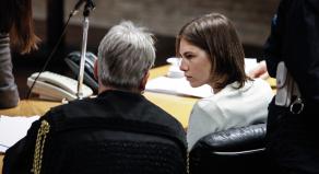 Amanda Knox in the court for a trial session for Meredith Kercher murder case