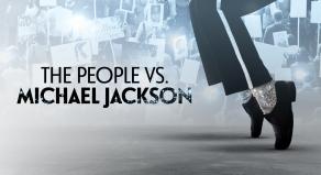 'THE PEOPLE VS. MICHAEL JACKSON' - An image of a pair of legs replicating Michael Jackson's iconic pose on his toes - while cameras flash in the background