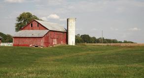 Stock photo of a rural farm building in Indiana