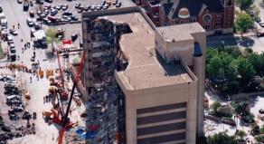 The Alfred P. Murrah Federal Building in the aftermath of the Oklahoma City Bombing