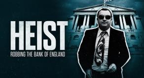 A man in a suit standing in front of the Bank of England next to the show's title
