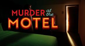 The inside of a dark motel room. A man stands inside looking worried as the door begins to open ominously