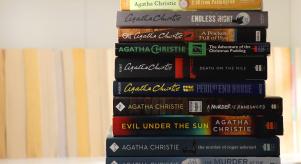 A stack of Agatha Christie books