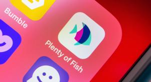 The Plenty of Fish app icon on an iPhone screen