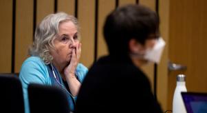Nancy Crampton Brophy listens in court