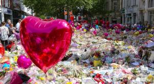 A sea of flowers and balloons in memory of the victims of the Manchester Arena bombing