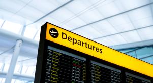 The departures board at an airport