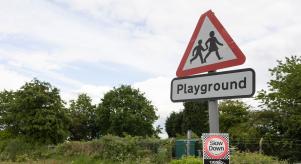 A sign for a school playground