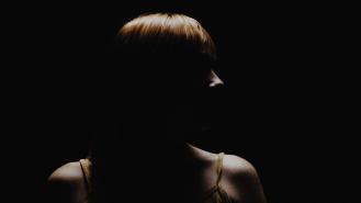 A woman in silhouette