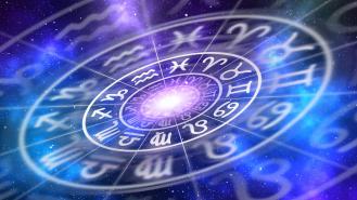 Zodiac signs inside of horoscope circle - astrology and horoscopes concept