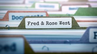 A stock image of a series of files with 'Fred and Rose West' text on display