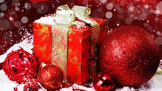 Christmas baubles and presents