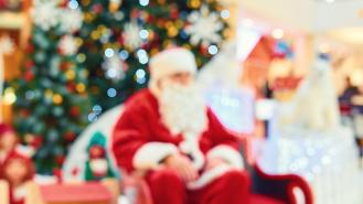 Blurry photo of a shopping mall santa