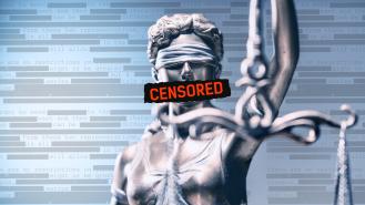 Close up of the justice statue