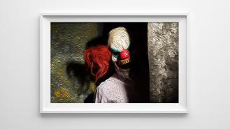  A digital stock render of a clown painting
