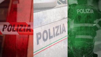 'Polizia' overlayed on the colours of the Italian flag