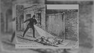 Newspaper illustration depicts the discovery of Mary Ann's body