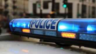 Blue lights on top of a police car