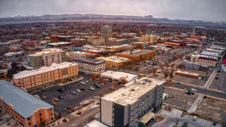 Aerial view of Grand Junction, Colorado in winter