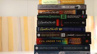 A stack of Agatha Christie books