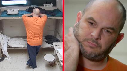 A photograph of Mark and his uncomfortable jail bed